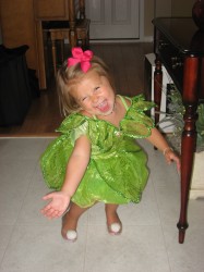 Showing off the new Tinkerbell shoes:-)