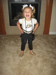 Before we left for the game.  My little cheerleader.