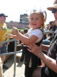 Cheering with Grandma.