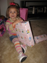 Opening one of many presents
