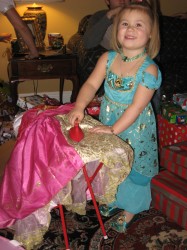 Jasmine ironing Sleeping Beauty's gown